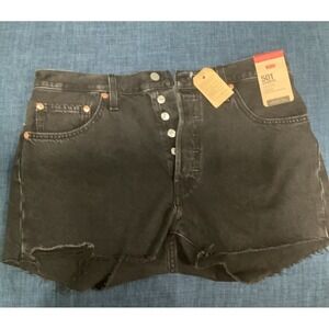 New levi 501 high rise jean shorts size 32 fitted through the hip button fly